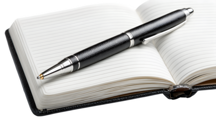 Elegant Black Pen Resting on an Open Notebook Ready for Writing and Ideas Inspiration