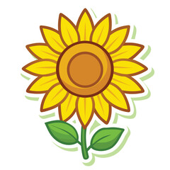 sunflower sticker on white background