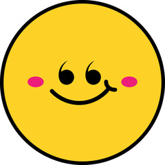 Set of Cute Yellow Emoji Faces with Various Expressions - Vector Illustration