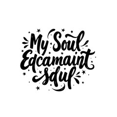 Mystical Handwritten Soul Expression, Decorative Calligraphy with Star Accents