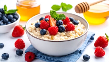 Delicious Oatmeal with Berries and Honey: A Healthy and Appetising Breakfast