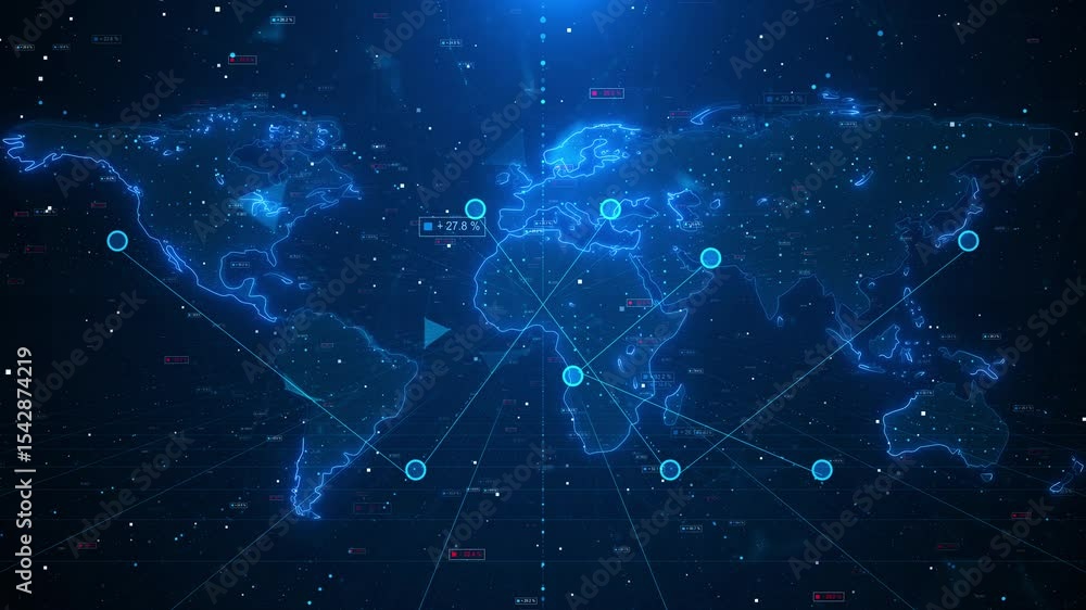 Poster world connections light. futuristic earth globe. business technology digital data flow global earth 