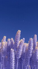 Purple plants against a deep blue sky