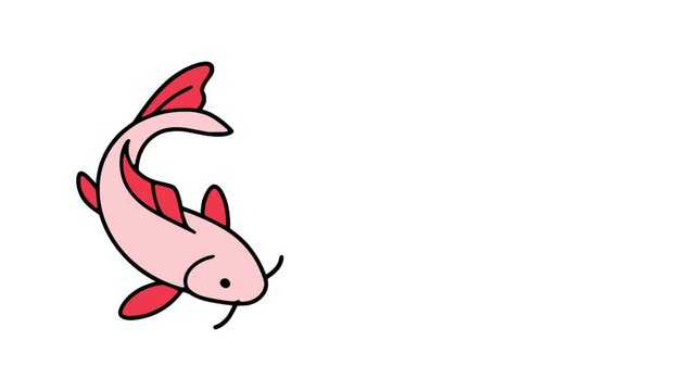 Funny koi fish cartoon, pink colored