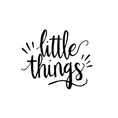 Handwritten Typography Design: 'little things' quote on clean white background