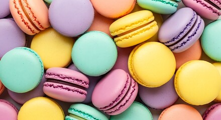 Obraz premium A Colorful Collection of Pastel Macarons Delightful French Pastries, Sweet Treats, and Exquisite Delights