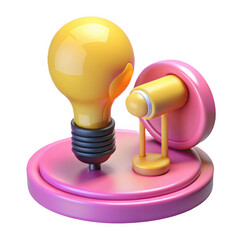 3d lightbulb and lamp model isolated on transparent background