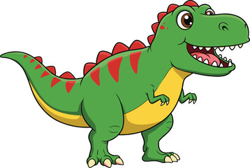 Adorable cartoon Tyrannosaurus Rex illustration, a friendly green dinosaur perfect for children's designs, education, and prehistoric themes.