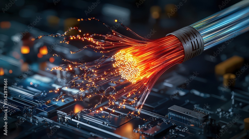 Poster Innovative technology sparks transformation digital circuit board visual art high-tech environment close-up view connectivity concept