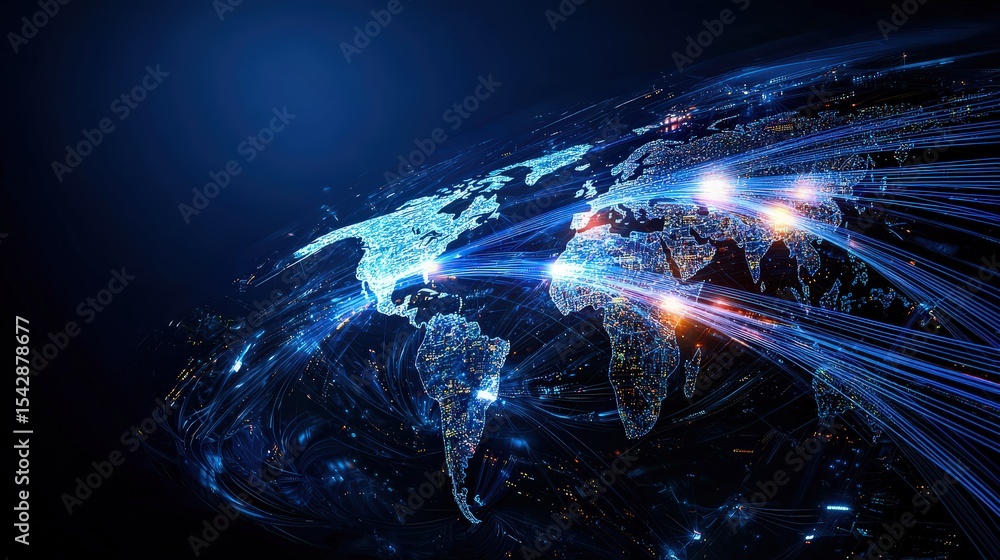 Poster Global connectivity visualization through digital mapping technology event virtual environment nighttime viewpoint