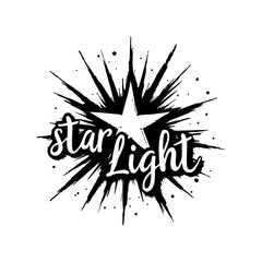 Starlight illustration with star bursting effect for t-shirt design and logo concept