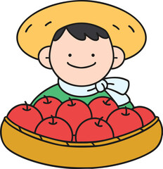 Vector Image of Farmers Selling Apples