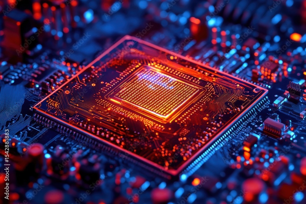 Poster cybernetic brain development with innovative ai cpu micro chip technology, ai cpu micro chip creates