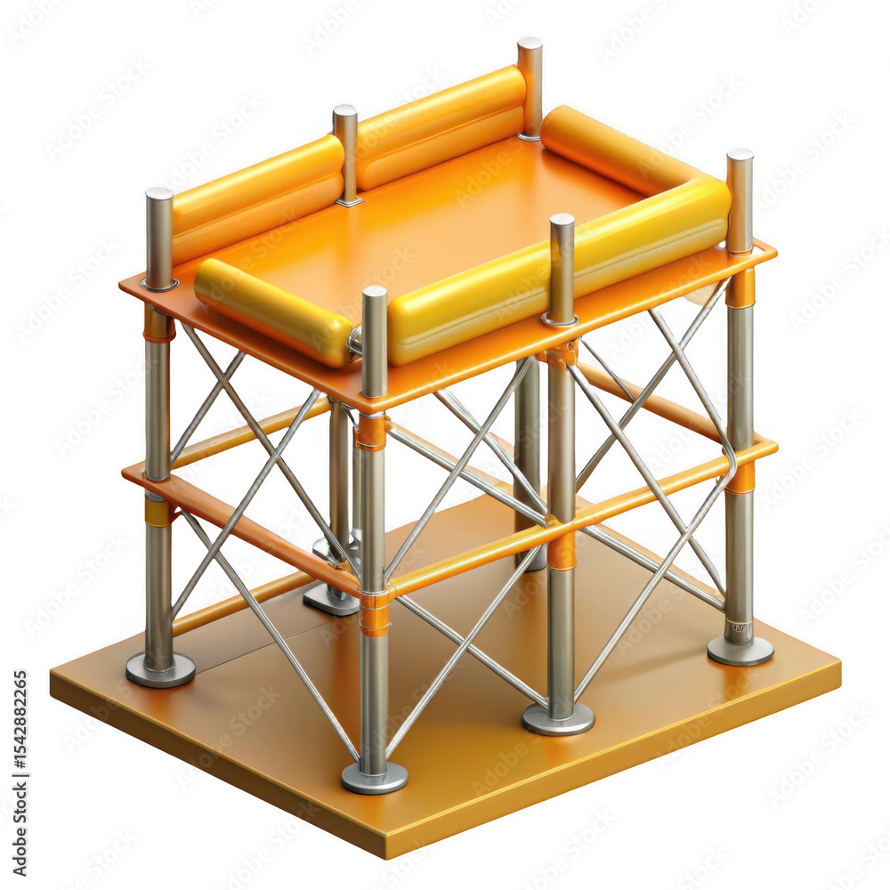 Aufkleber orange scaffolding platform 3d render isolated on transparent background
