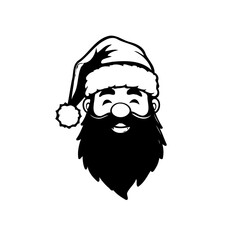 Santa Claus Portrait: Festive holiday spirit with a charming black and white illustration
