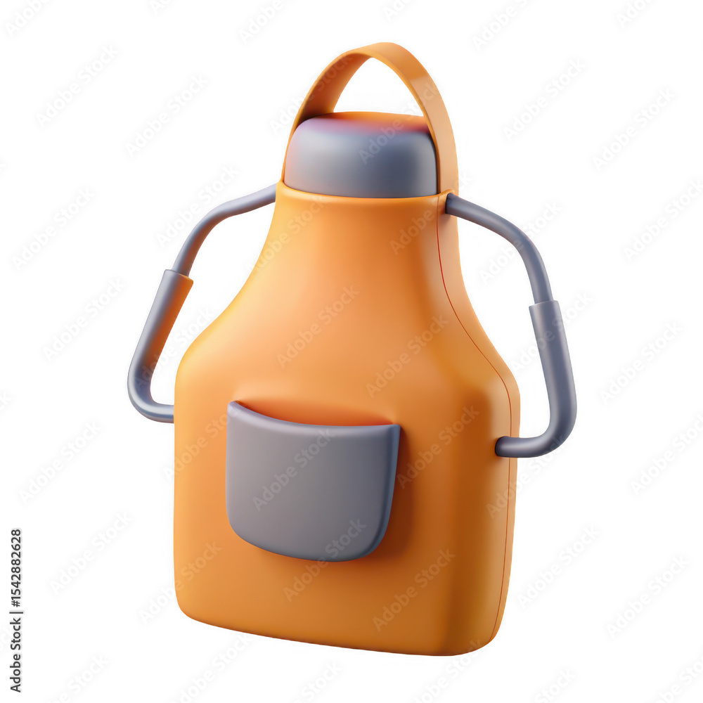 Poster a 3d render of an orange apron isolated on transparent background