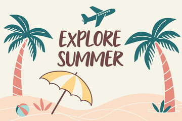 Naklejka premium vector illustration of a tropical beach