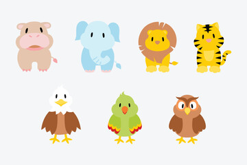 Wildlife cartoon - front view