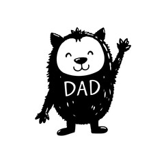 Charming illustration of a furry creature with 'DAD' on its chest for Father's Day