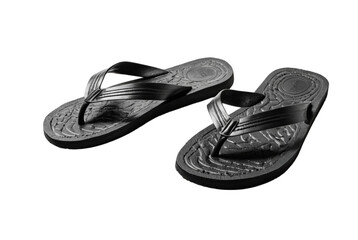 Mens old black flip flops faded design