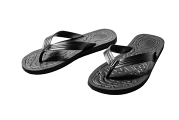 Mens old black flip flops faded design