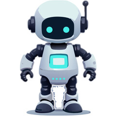 Cute cartoon robot character design isolated on a black background digital art