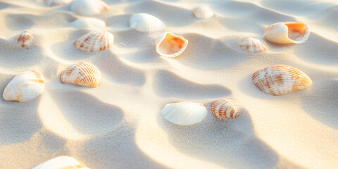 White Seashells And Sandy Beach Backgrounds Web graphics.
