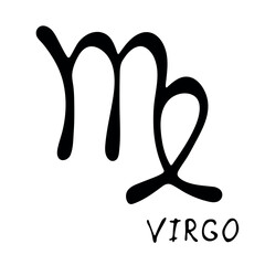 Hand drawn virgo zodiac sign Esoteric symbol doodle Astrology clipart Element for design