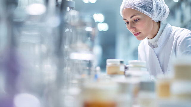 A lab technician analyzing skin care products in a high-tech laboratory, symbolizing product safety and innovation - Powered by Adobe