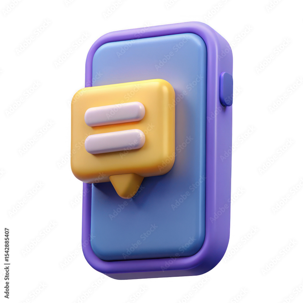Aufkleber a 3d render of a smartphone with a chat bubble icon isolated on transparent background