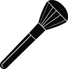 Black makeup brush for powder or blush in simple graphic illustration