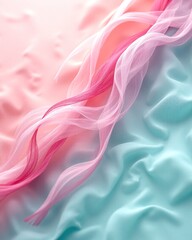 Fototapeta premium Elegant pastel fibers floating over soft silk fabric background