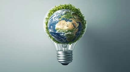 Earth Inside a Light Bulb Symbolizing Eco Friendly Innovation Sustainable Green Energy Concept