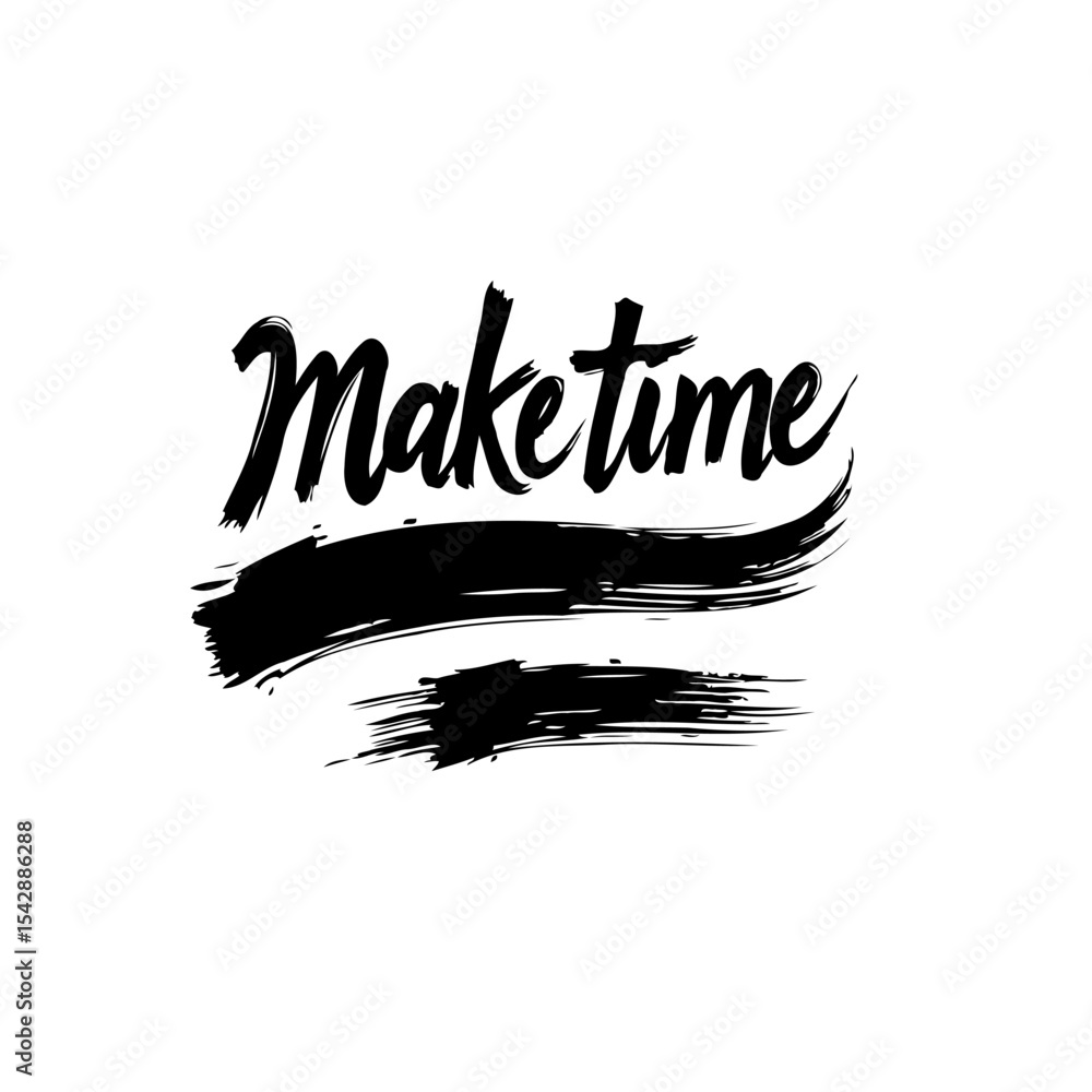 Poster bold expression: dynamic brushstroke typography design for 'make time' concept
