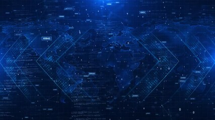Futuristic Digital World Map Background animation, users worldwide connection. Global social media network web 3.0 Banking payment blockchain technology Technology, digital interface information cyber - Powered by Adobe