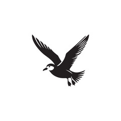Gliding Petrel Silhouette Vector Art – Graceful Seabird Design with Outstretched Wings, Minimalist Black Outline Ideal for Ocean Wildlife Themes, Nautical Graphics, Logos, and Decor

