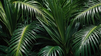 Fototapeta premium Close-up view of lush palm fronds.