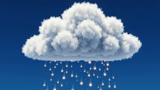 Cloud with Raindrops Against a Clear Blue Sky