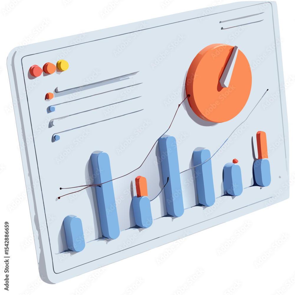 Poster 3d rendered business dashboard with charts, graphs, and data visualization for analytics