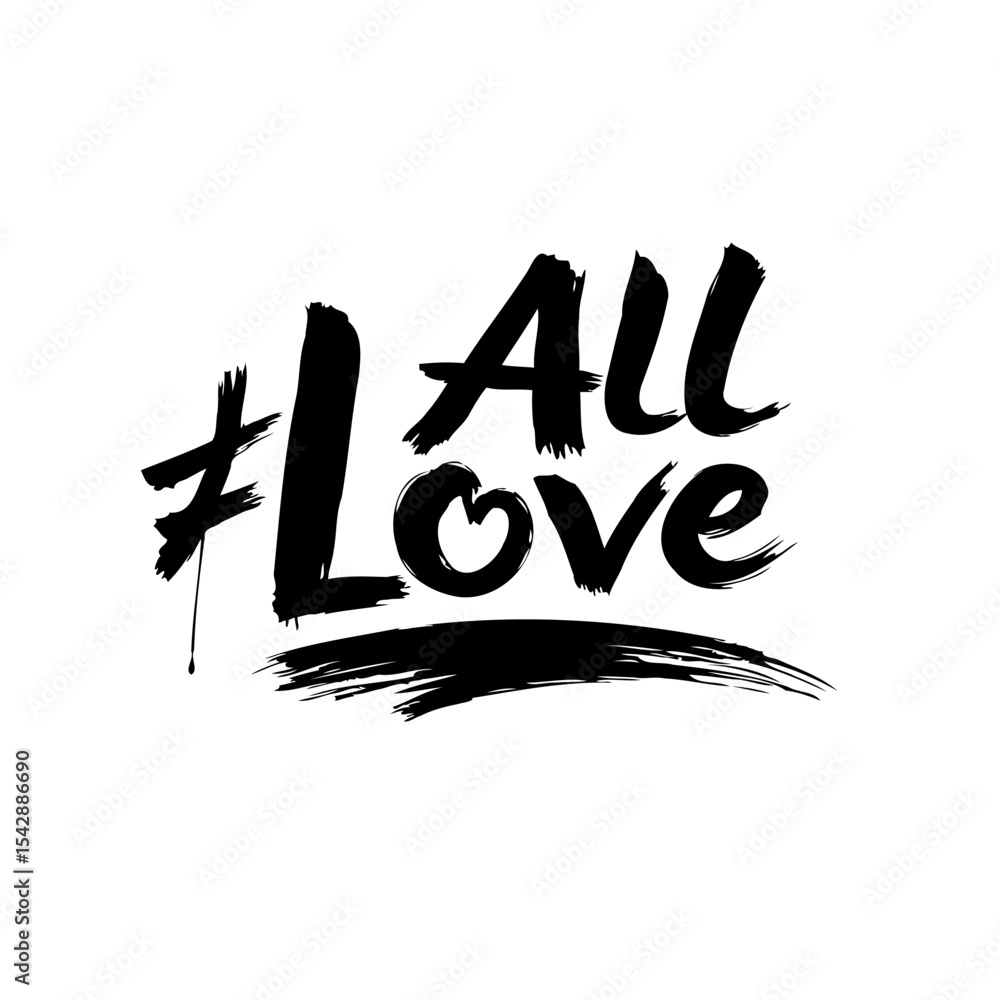 Poster positive message typography expressing affection and unity with a handwritten style