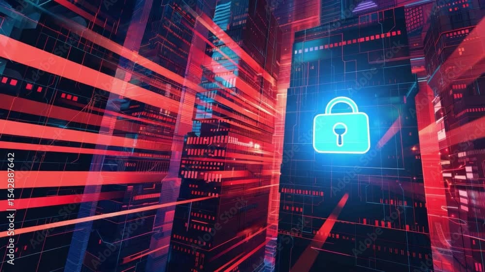 Aufkleber abstract digital security background with glowing padlock icon. concept of cyber security