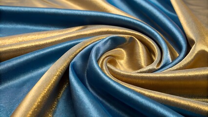 blue and gold metallic satin fabric texture