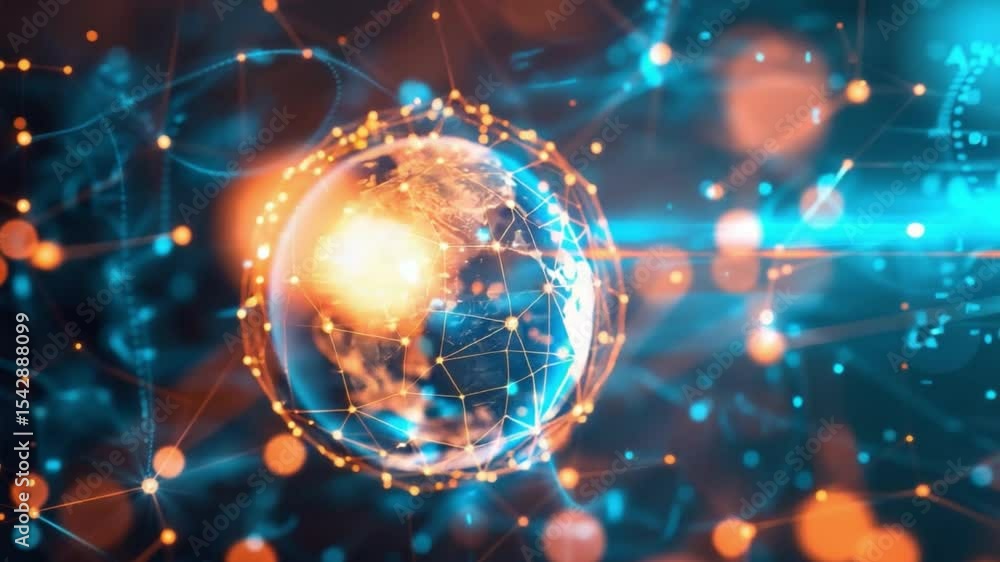 Aufkleber digital globe with network connections and data transfer, the future of connectivity. the earth is a