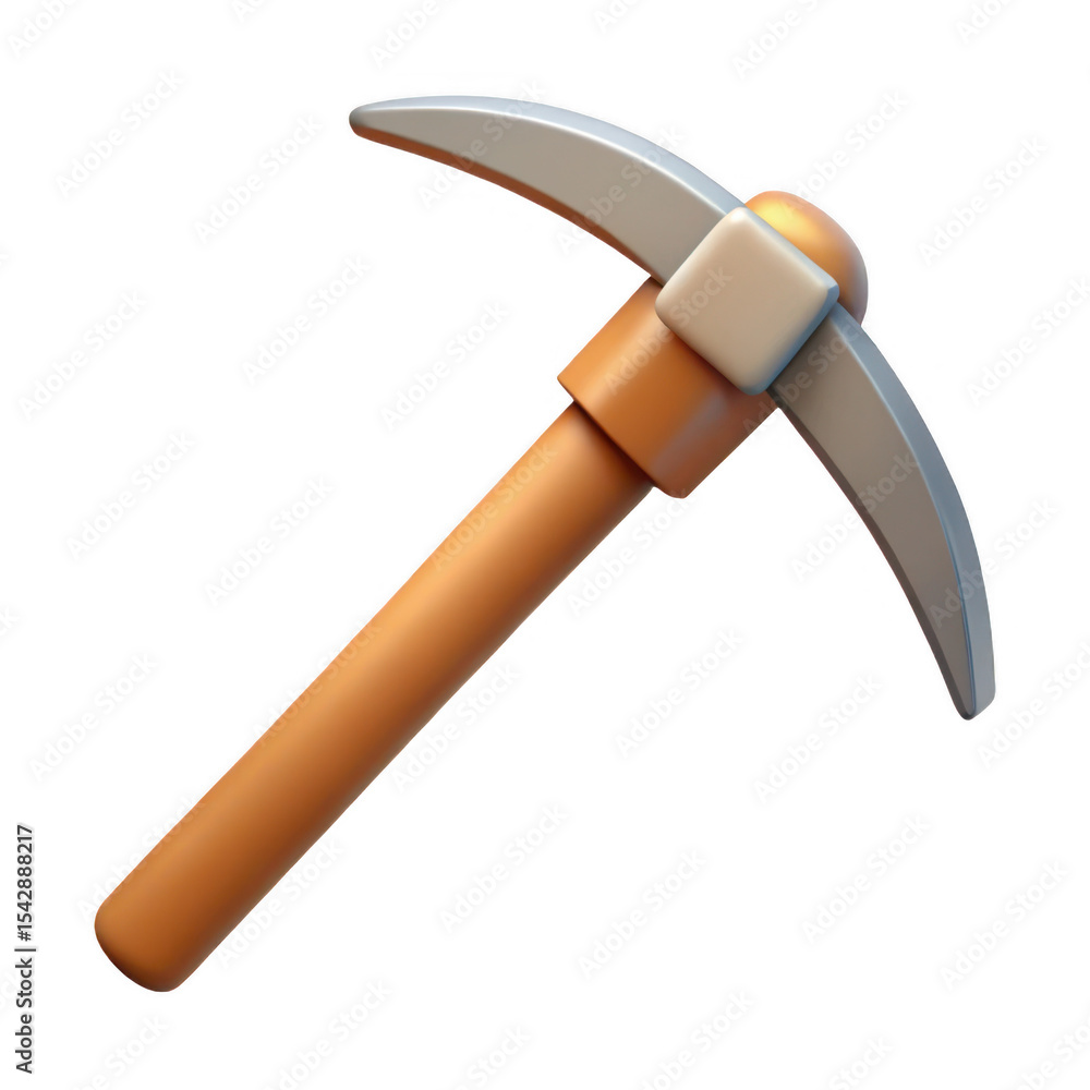 Poster a 3d render of a pickaxe isolated on transparent background