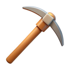A 3d render of a pickaxe isolated on transparent background