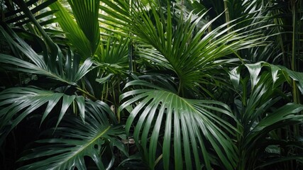 Fototapeta premium Lush tropical foliage, intricate leaf patterns.