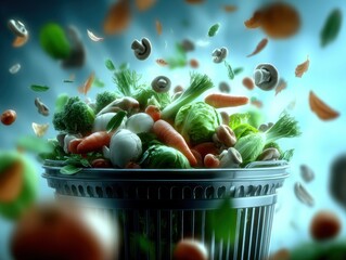 Colorful vegetables in a basket, vibrant food