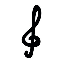 Fototapeta premium Treble clef doodle. Hand drawn musical symbol. Single element for print, web, design, decor, logo
