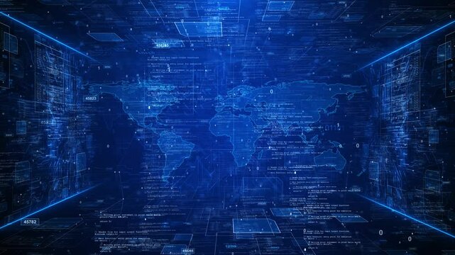 World breaking news Studio loop Background for stock market news report breaking news on world live report. futuristic background planet Earth 3D map Stock market Global earth map Digital animation.