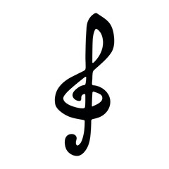 Fototapeta premium Treble clef doodle. Hand drawn musical symbol. Single element for print, web, design, decor, logo